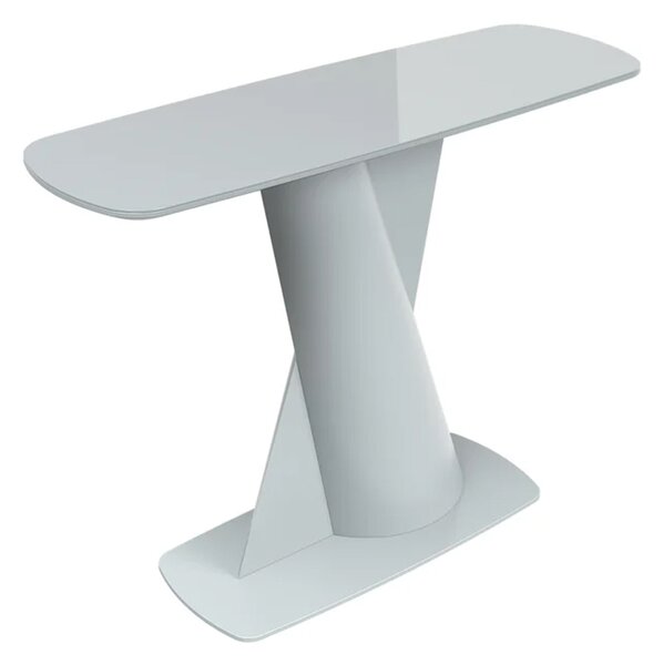 Tivori Rectangular High Gloss Console Table In Light Grey With Glass Top