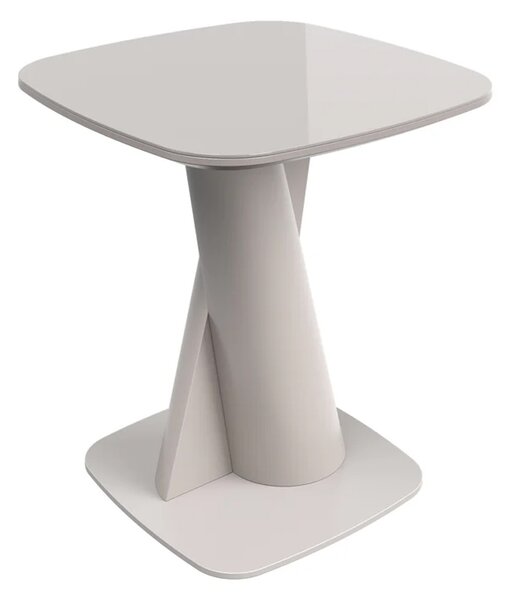 Tivori Square High Gloss Side Table In Taupe With Glass Top