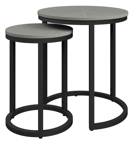 Zillah Round Ceramic Top Set Of 2 Side Table in Grey