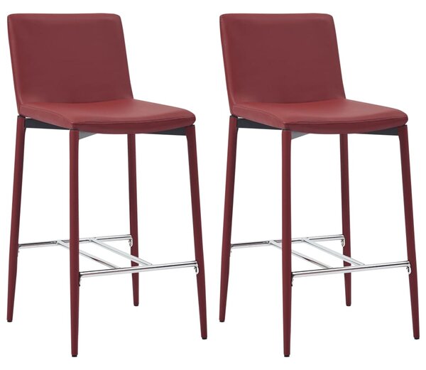 Bar Stools 2 pcs Wine Red Faux Leather
