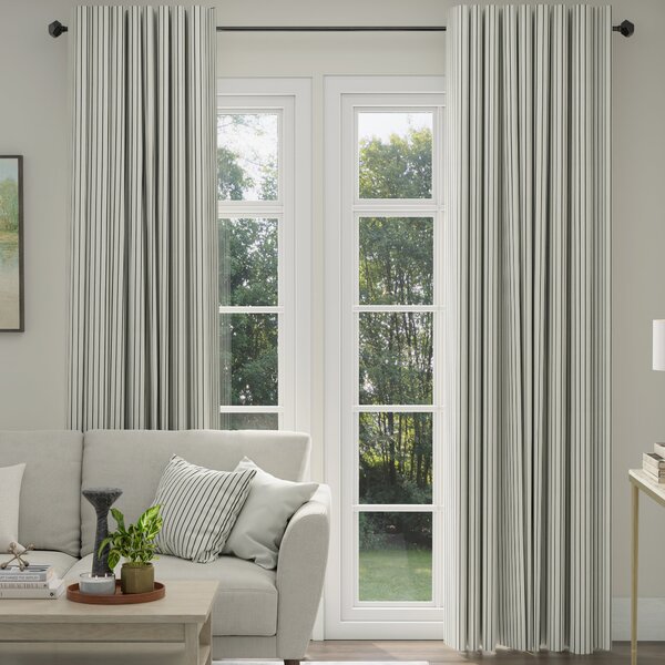 ANTE DECOR Burgess Printed Cotton Stripe Made To Measure Curtains White Black