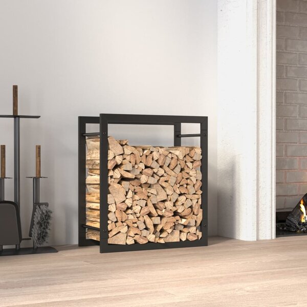 Firewood Rack Matt Black 50x28x56 cm Steel