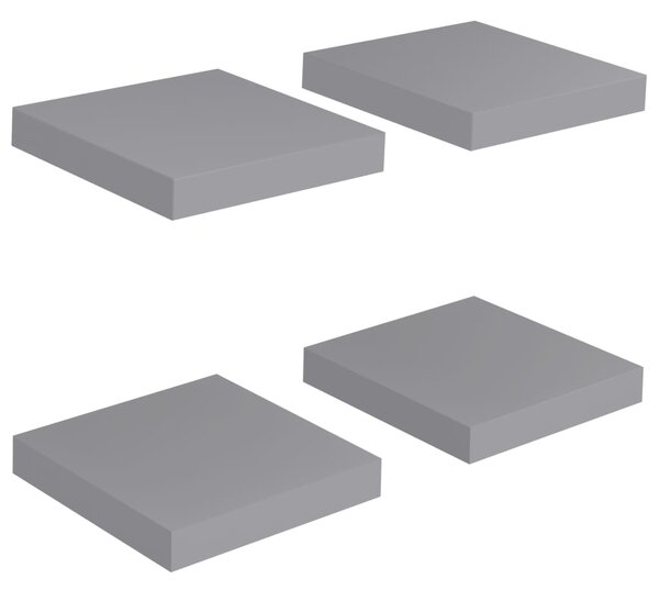 Floating Wall Shelves 4 pcs Grey 23x23.5x3.8 cm MDF