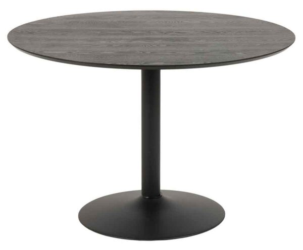 Ibika Large Wooden Round Dining Table With Black Base - Ash Black