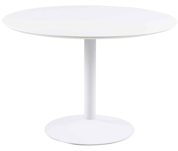 Ibika Large Wooden Round Dining Table With Metal Base - White
