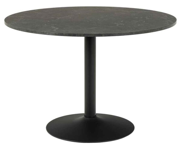 Ibika Large Wooden Round Dining Table With Black Base - Melamine Black