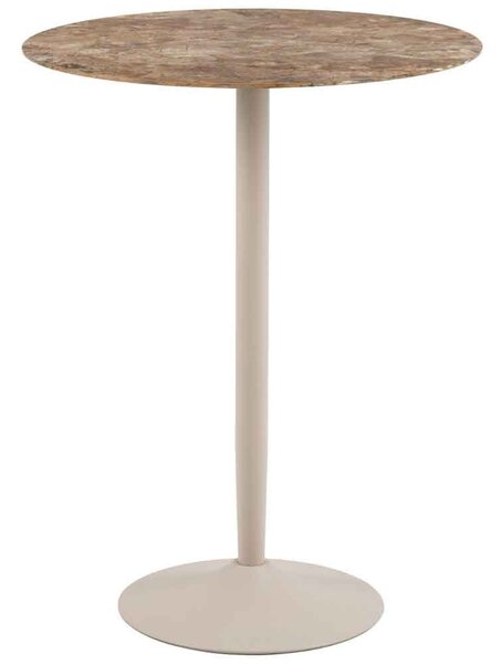 Macon Ceramic Round Bar Table With Grey Base - Aberta Brown