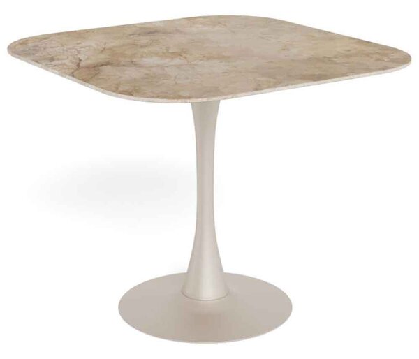 Macon Ceramic Square Dining Table With Steel Base - Aberta Brown