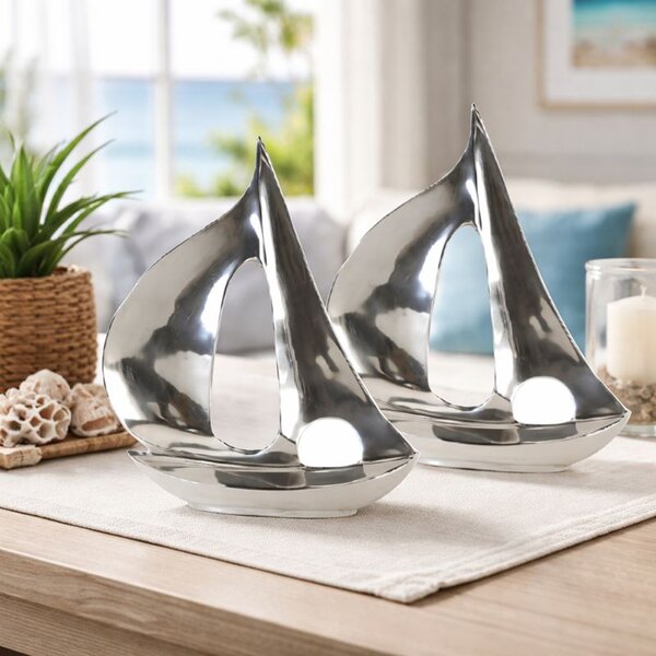 Bemidji Small Aluminium Decorative Boat - Silver