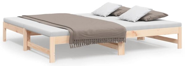 Pull-out Day Bed without Mattress 2x(75x190) cm Solid Wood Pine