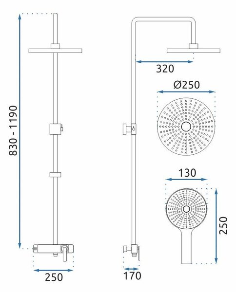 Shower set REA REBEL GOLD