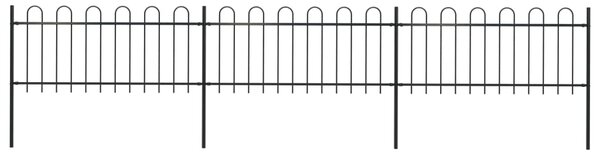 Garden Fence with Hoop Top Steel 5.1x0.8 m Black