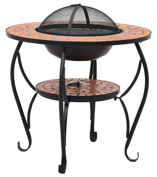 Mosaic Fire Pit Table Terracotta 68 cm Ceramic