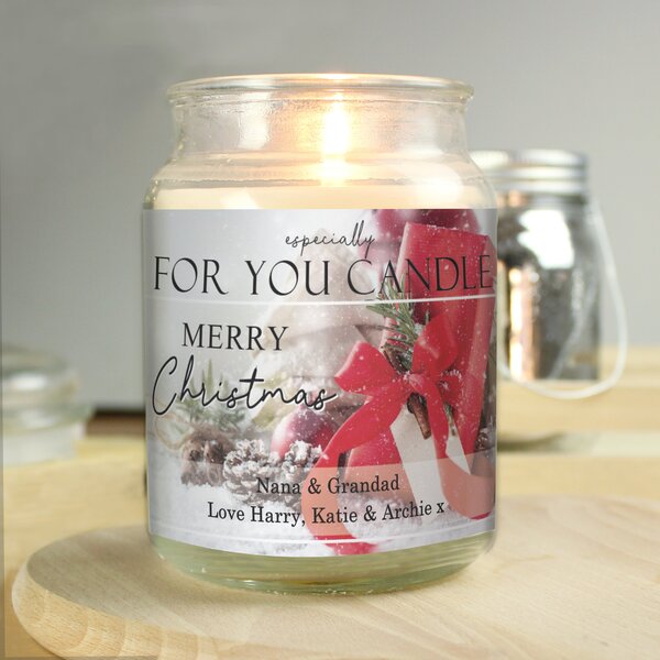 Personalised Merry Christmas Candle Jar Clear