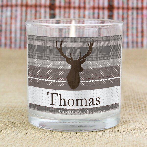 Personalised Highland Stag Jar Candle Clear