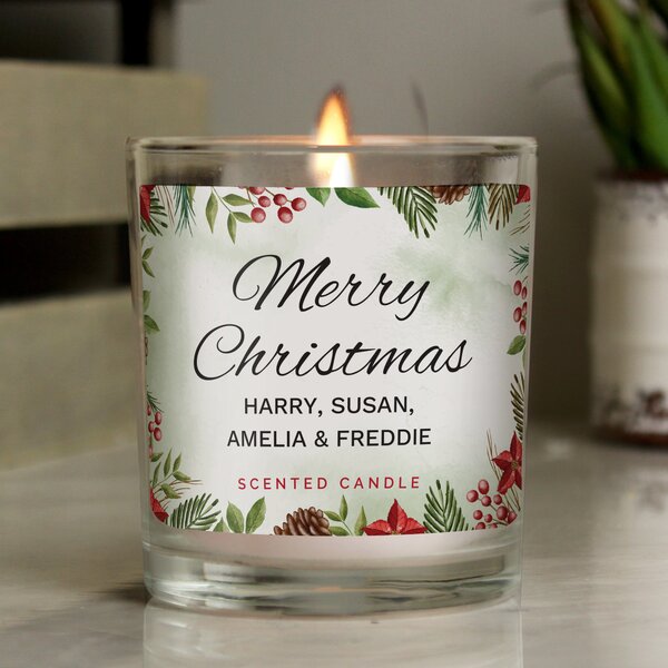 Personalised Merry Christmas Candle Jar Clear