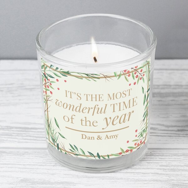 Personalised Wonderful Time of The Year Christmas Jar Candle Clear