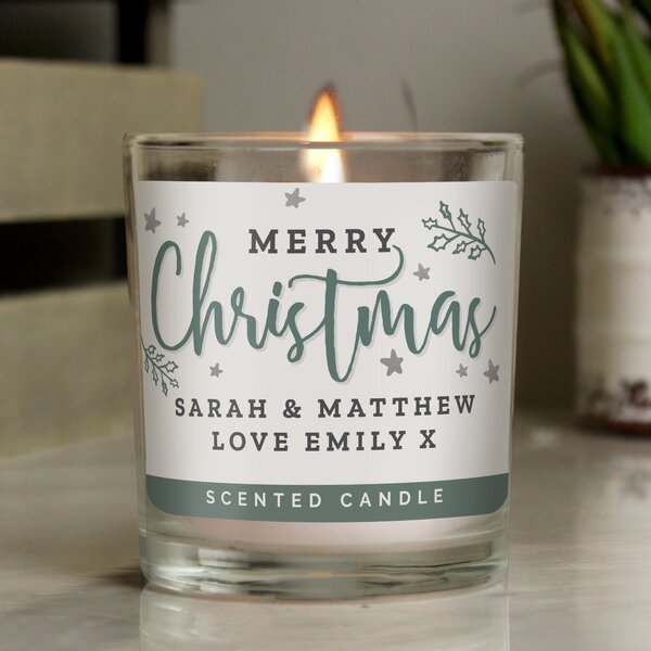 Personalised Merry Christmas Jar Candle Clear