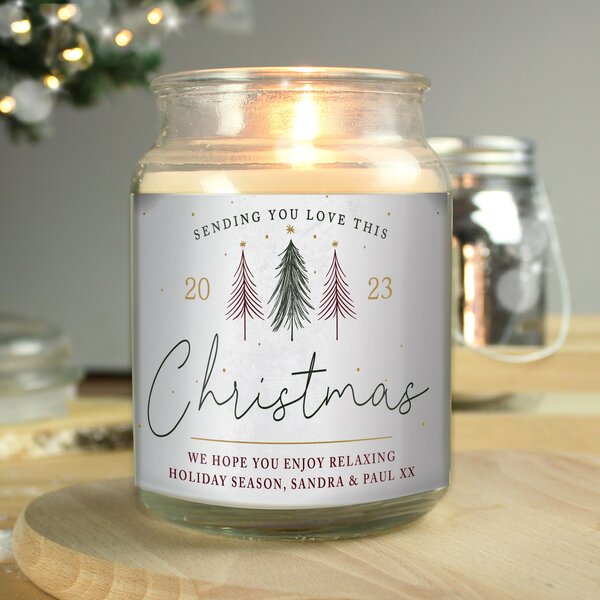 Personalised Sending You Love Christmas Large Jar Candle Clear