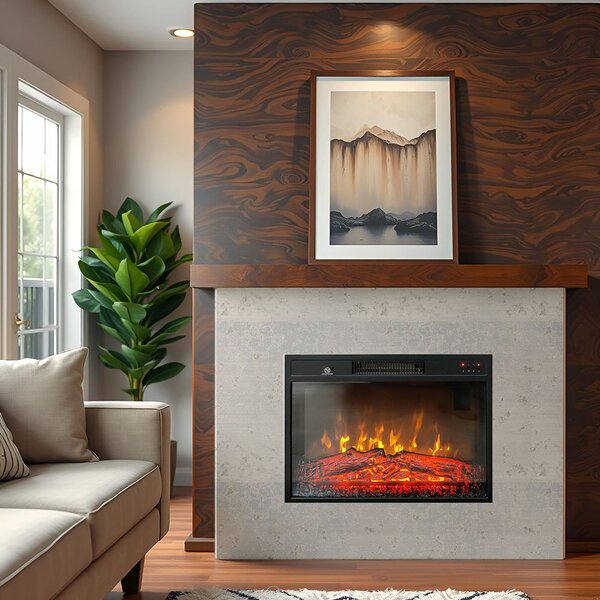 ElectricSun Electric Fireplace Insert 23 inch, Electric Log Burner, with Sound Effect, 3 Colour, with APP, W59xH44cm