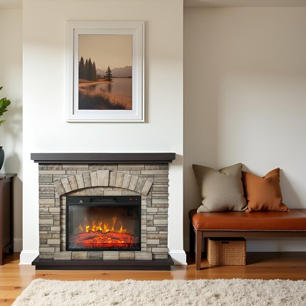 Electric Fireplace ElectricSun AMBAR Stone Free Standing Electric Fires, with Sound Effect, 3 Colour, with APP, W107xH90cm