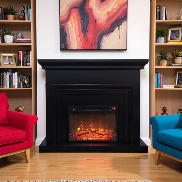 Free Standing Electric Fires ElectricSun SONIA Black Matte, with Sound Effect, 3 Colour, with APP, W120xH102cm