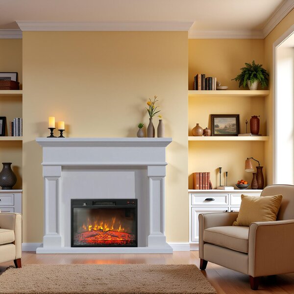 Free Standing Electric Fires ElectricSun Marisa White, with Sound Effect, 3 Colour, with APP, W120xH102cm