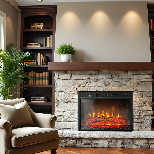 ElectricSun Electric Fireplace Insert 23 inch, Electric Log Burner, with Sound Effect, 3 Colour, with APP, W59xH44cm