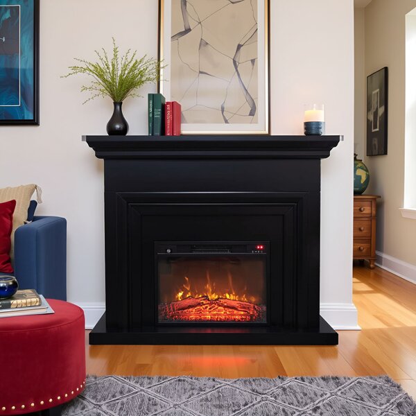 Free Standing Electric Fires ElectricSun SONIA Black Matte, with Sound Effect, 3 Colour, with APP, W120xH102cm