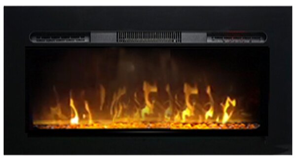 Wall Mounted Electric Fires, Free Standing, Incorporated ElectricSun Paula Glass XS Black, 10 Colour, with Sound Effect, with APP, L102xH45x16cm