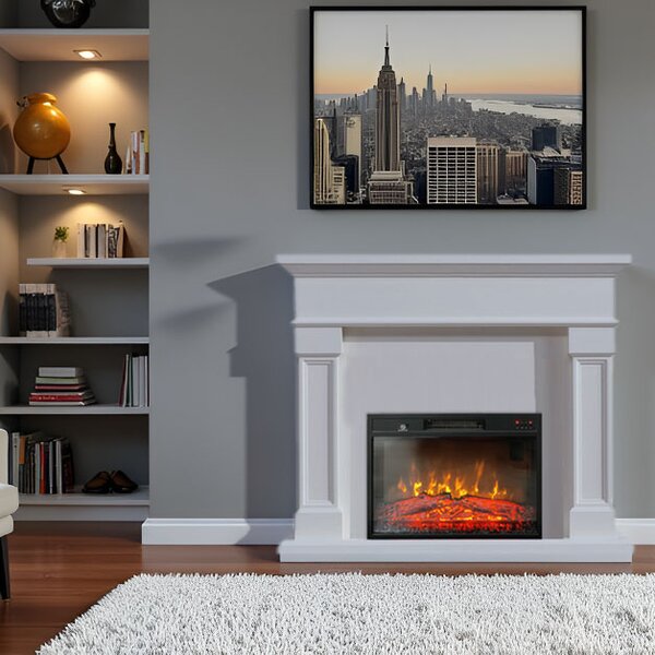 Free Standing Electric Fires ElectricSun Marisa White, with Sound Effect, 3 Colour, with APP, W120xH102cm