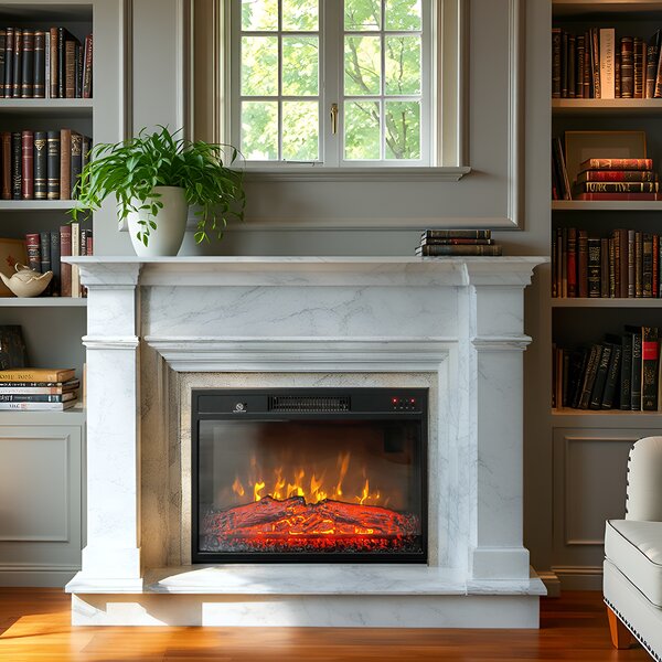 ElectricSun Electric Fireplace Insert 23 inch, Electric Log Burner, with Sound Effect, 3 Colour, with APP, W59xH44cm