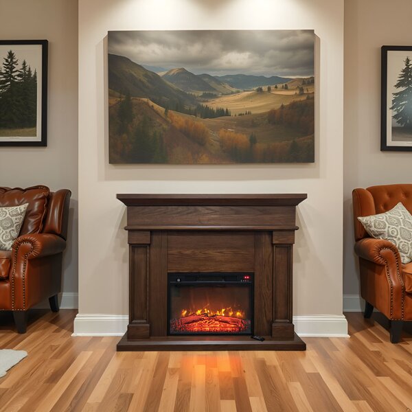 Free Standing Electric Fires ElectricSun Marisa Dark oak, with Sound Effect, 3 Colour, with APP, W120xH102cm