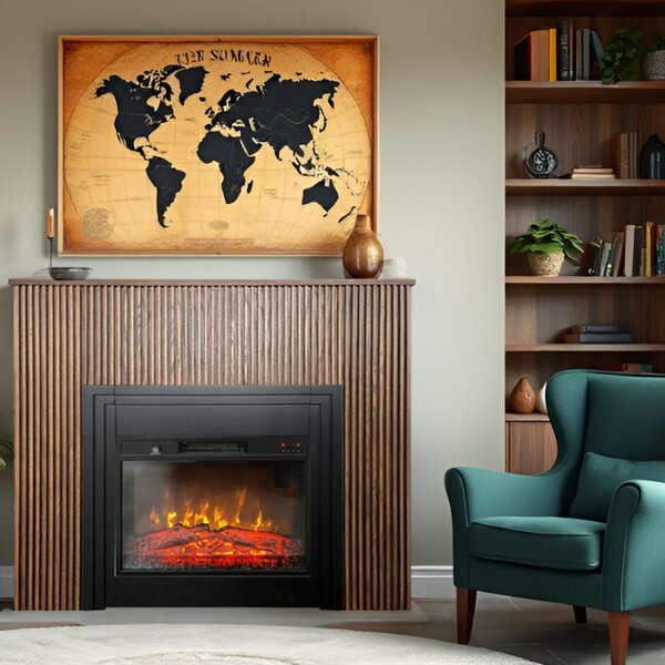 Free Standing Electric Fires with decorative slats ElectricSun LAMELIA Dark oak, with Sound Effect, 3 Colour, with APP, W120xH102cm