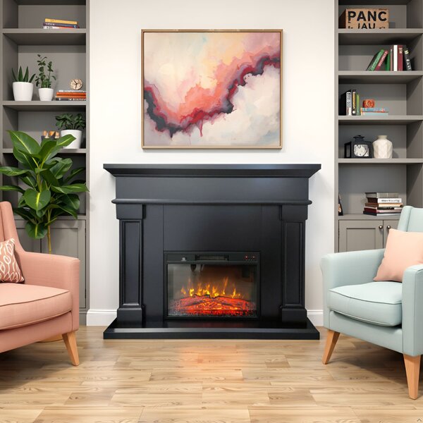 Free Standing Electric Fires ElectricSun Marisa Black Matte, with Sound Effect, 3 Colour, with APP, W120xH102cm
