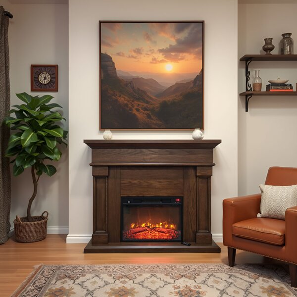 Free Standing Electric Fires ElectricSun Marisa Dark oak, with Sound Effect, 3 Colour, with APP, W120xH102cm