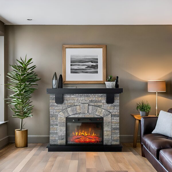 Electric fireplace ElectricSun GREYSTONE free standing electric fires, with Sound Effect, 3 Colour, with APP, W115xH102cm