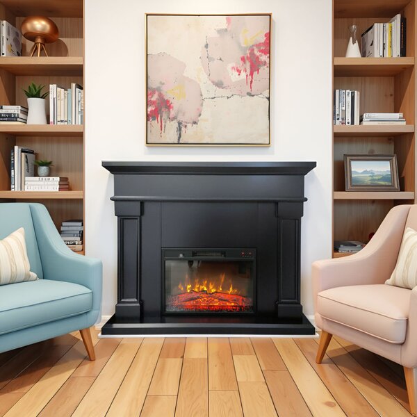 Free Standing Electric Fires ElectricSun Marisa Black Matte, with Sound Effect, 3 Colour, with APP, W120xH102cm