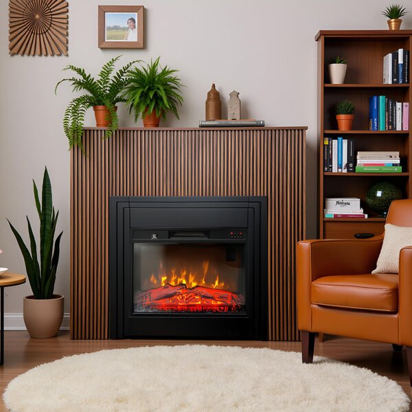 Free Standing Electric Fires with decorative slats ElectricSun LAMELIA Dark oak, with Sound Effect, 3 Colour, with APP, W120xH102cm