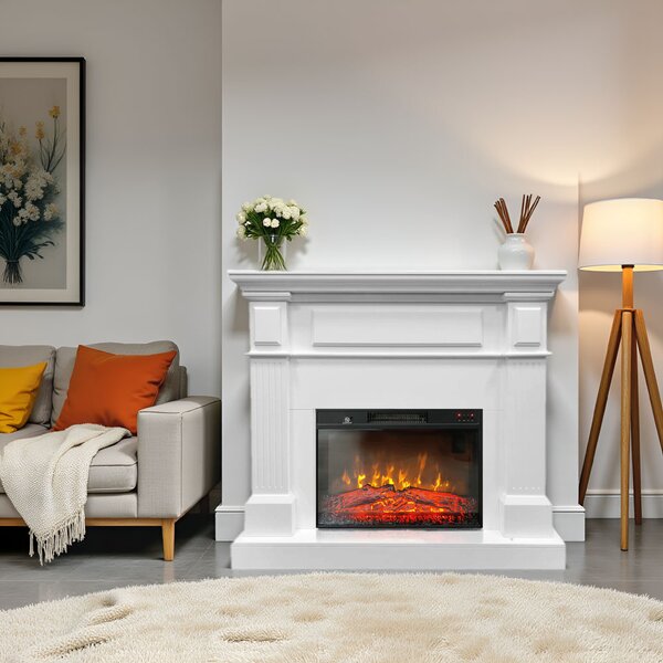 TUX White Electric Fireplace ElectricSun Free Standing Electric Fires, with Sound Effect, 3 Colour, with APP, L110xH102cm