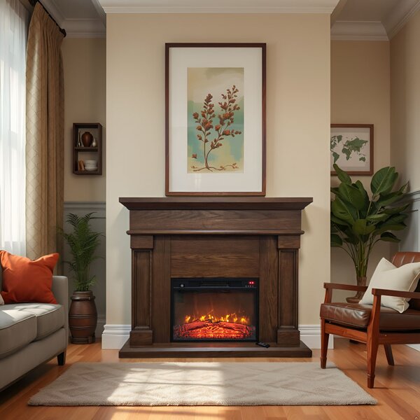 Free Standing Electric Fires ElectricSun Marisa Dark oak, with Sound Effect, 3 Colour, with APP, W120xH102cm
