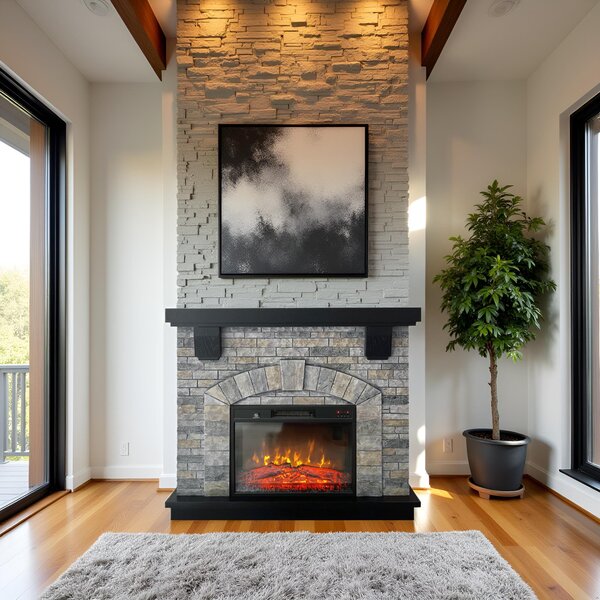 Electric fireplace ElectricSun GREYSTONE free standing electric fires, with Sound Effect, 3 Colour, with APP, W115xH102cm