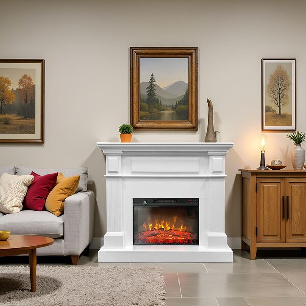 TUX White Electric Fireplace ElectricSun Free Standing Electric Fires, with Sound Effect, 3 Colour, with APP, L110xH102cm