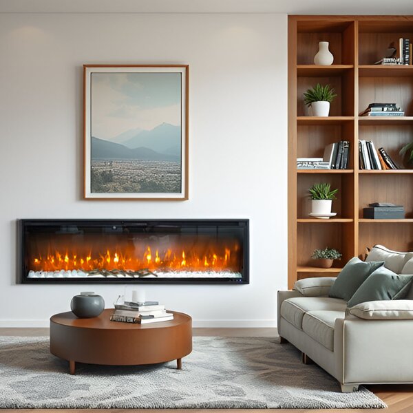 Wall Mounted Electric Fires, Free Standing, Incorporated ElectricSun VERSALYS XXL, with Sound Effect, 10 Colour, with APP, L200xH41x15cm