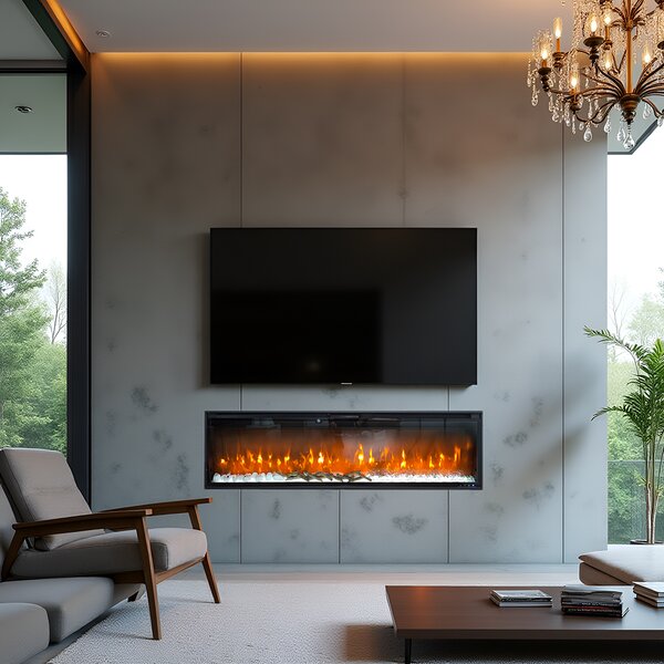 Wall Mounted Electric Fires, Free Standing, Incorporated ElectricSun VERSALYS Medium, with Sound Effect, 10 Colour, with APP, L153xH41x15cm