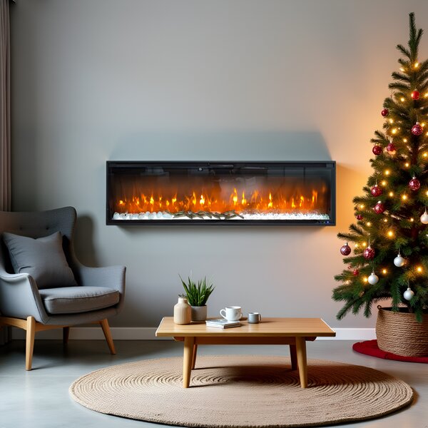Wall Mounted Electric Fires, Free Standing, Incorporated ElectricSun VERSALYS Medium, with Sound Effect, 10 Colour, with APP, L153xH41x15cm