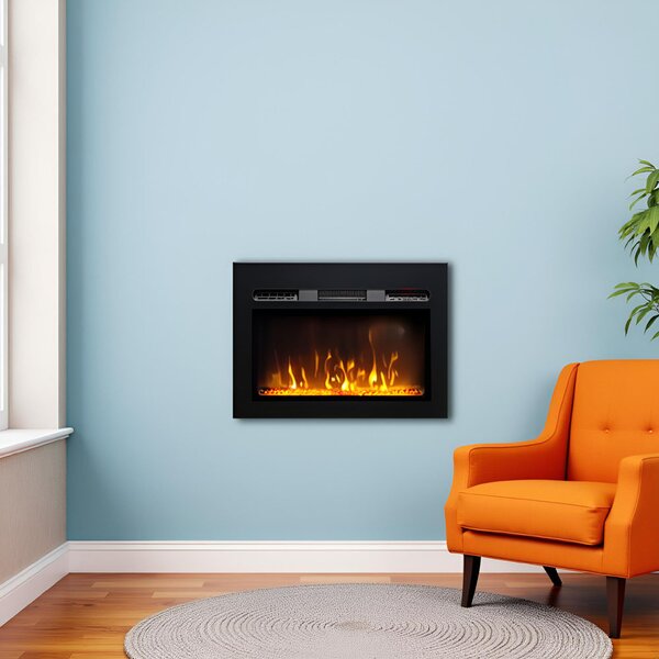 Wall Mounted Electric Fires, Free Standing, Incorporated ElectricSun Paula Glass XXS Black, 3 Colour L76xH45x16cm