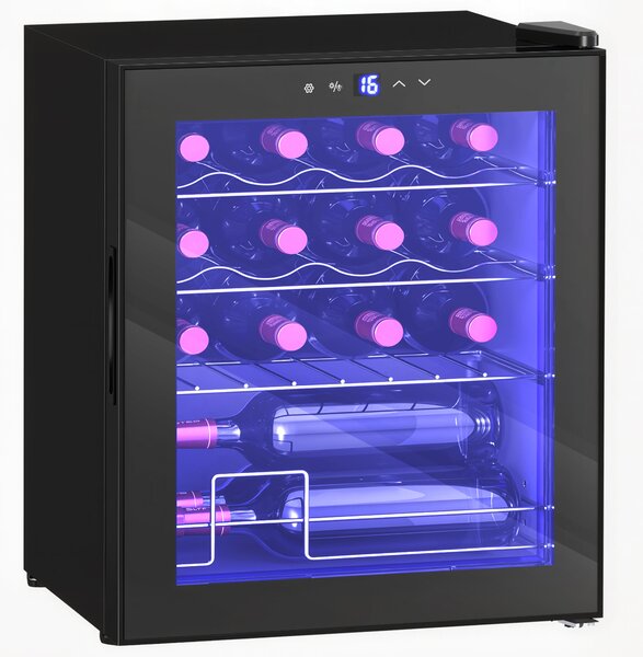 HOMCOM 42L 16-Bottle Wine Cooler Fridge - Black