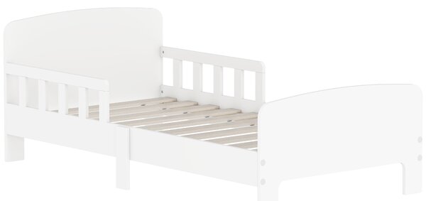 AIYAPLAY Toddler Bed, Kids Bed Frame with Safety Side Rails, Kids Bedroom Furniture for Ages 3-8 Years, White