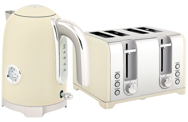 HOMCOM Retro 3000W Kettle and Toaster Set - Cream